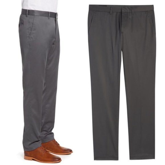NWT NORDSTROM Mens Athletic Fit Leg Non-Iron Chinos - Grey Gate - Picture 2 of 2